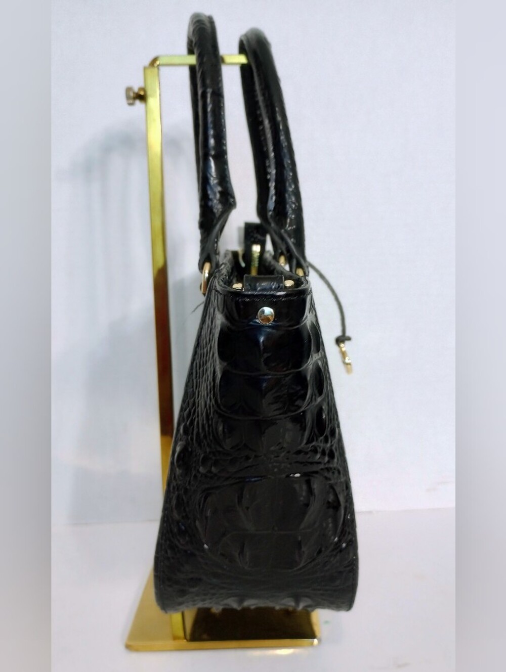 NEW Brahmin Small Ashlee Black Melbourne Croc Embossed Leather Crossbody Satchel - Picture 8 of 14
